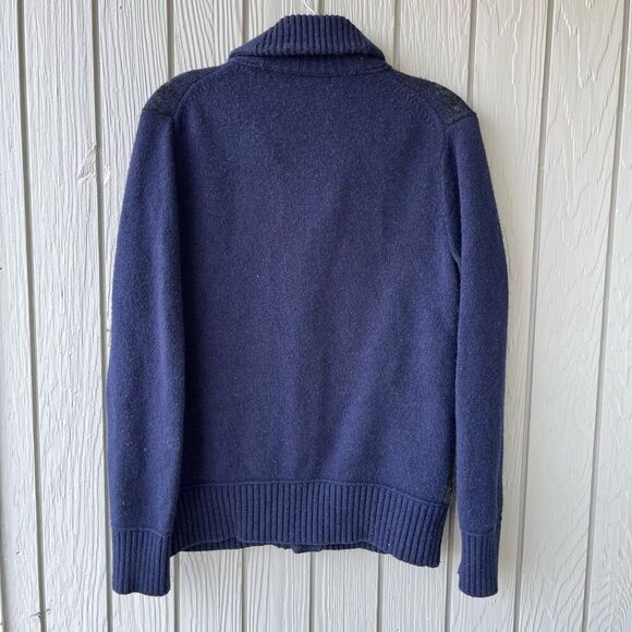 Banana Republic Wool Blend Shawl Collar Cardigan Navy Plaid S/M - Picture 5 of 7